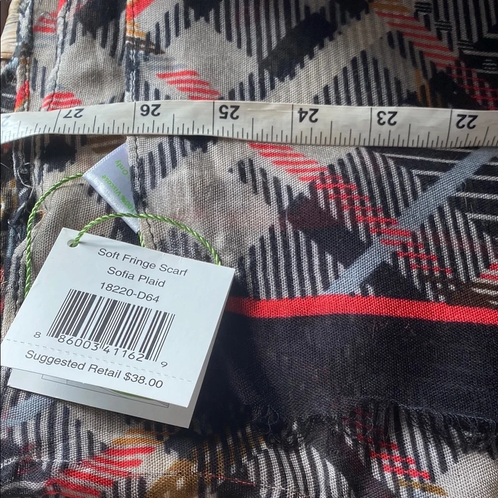NWT Vera Bradley Plaid Patterned Scarf